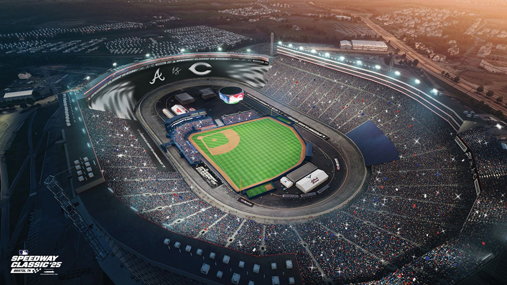 Rendering of Bristol Motor Speedway with baseball field in the middle for the Speedway Classic